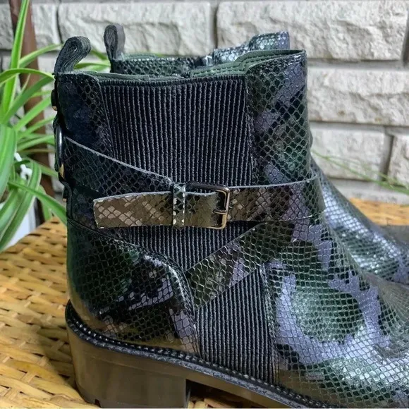 Donald Pliner Combat Boot Snake Skin Print