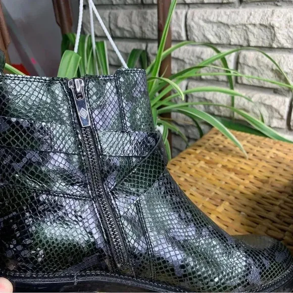 Donald Pliner Combat Boot Snake Skin Print