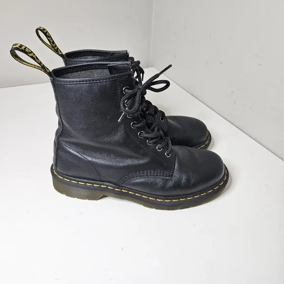 Dr. Doc Martens 1460 Pascal 8-Eye Boot - Black Women's 9 Leather Clear Rubber