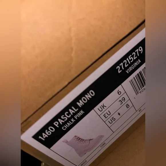 Dr. Martens 1460 Pascal Mono Chalk Pink Virginia Leather Boots