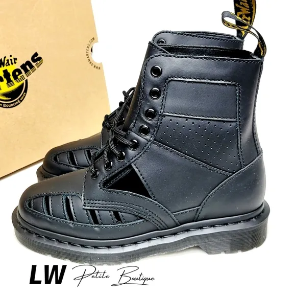Dr. Martens 1460 Venice Cut Out Black Leather Boots sz 6