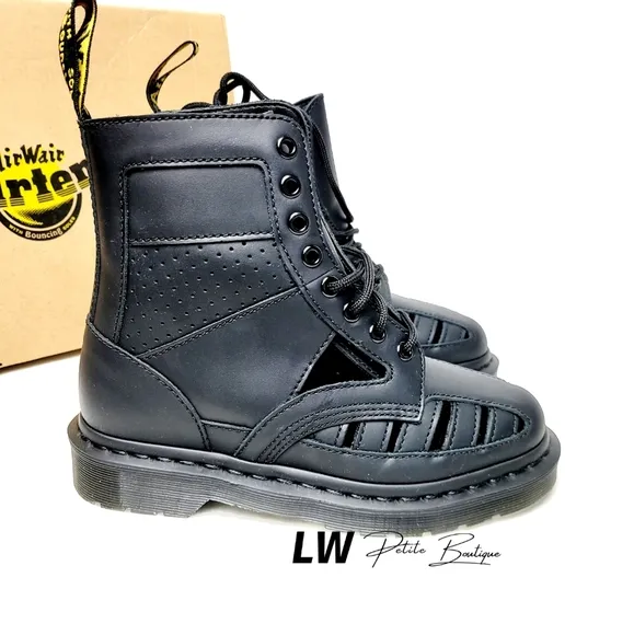Dr. Martens 1460 Venice Cut Out Black Leather Boots sz 6
