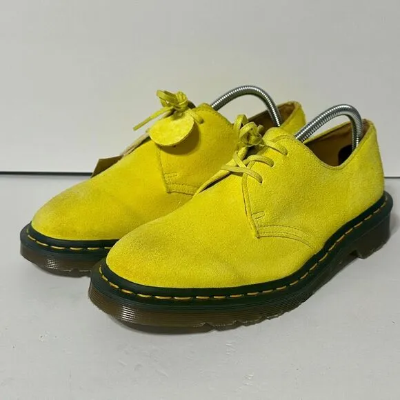 Dr Martens 1461 MADE IN‎ ENGLAND BUCK SUEDE SHOES Yellow Sun Size 7UK 8USM 9USL