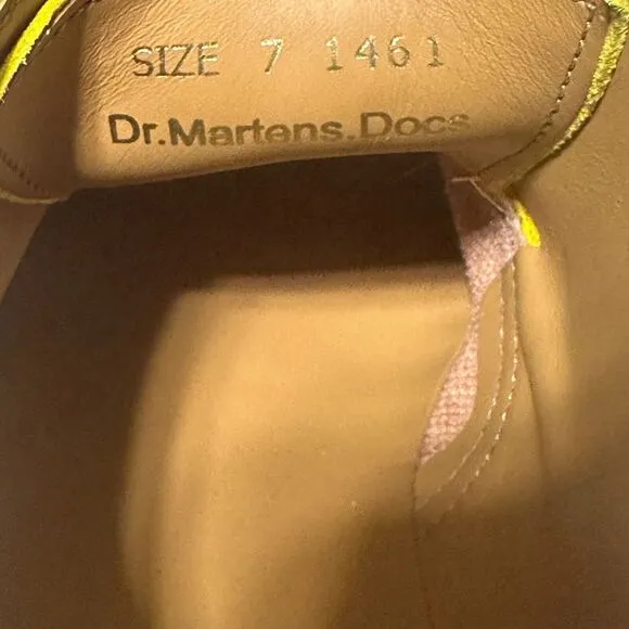 Dr Martens 1461 MADE IN‎ ENGLAND BUCK SUEDE SHOES Yellow Sun Size 7UK 8USM 9USL