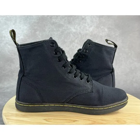 Dr Martens Alfie Men 9 Women 10 Combat Boots Black Canvas Air Wair Ankle