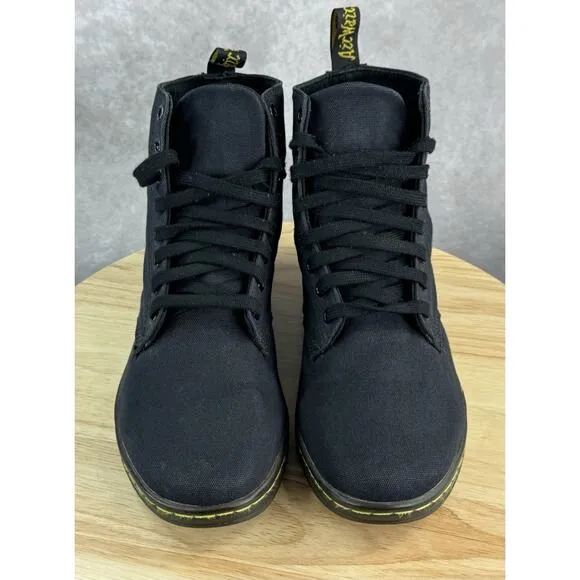 Dr Martens Alfie Men 9 Women 10 Combat Boots Black Canvas Air Wair Ankle