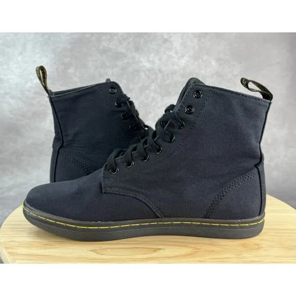 Dr Martens Alfie Men 9 Women 10 Combat Boots Black Canvas Air Wair Ankle