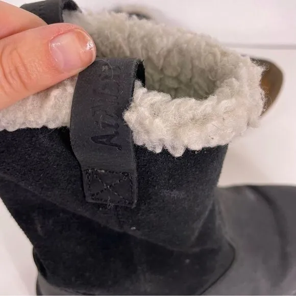 Dr. Martens Black Leather &amp; Suede with White Fur Lined Winter Boots