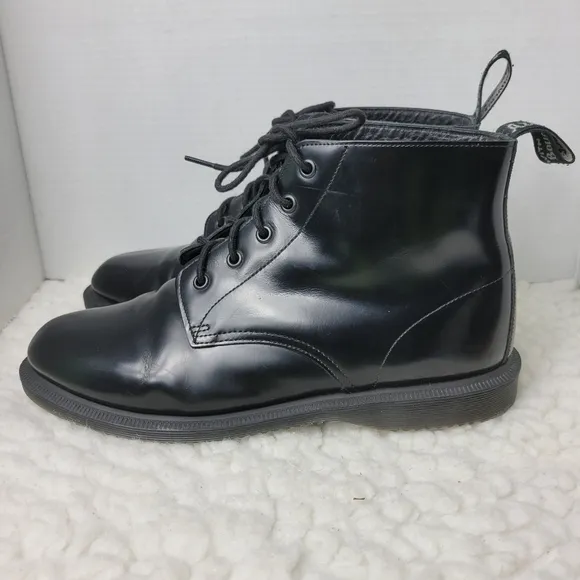 Dr. Martens Emmeline Women's Boots Size 11 Smooth Black Leather Ankle Shoes