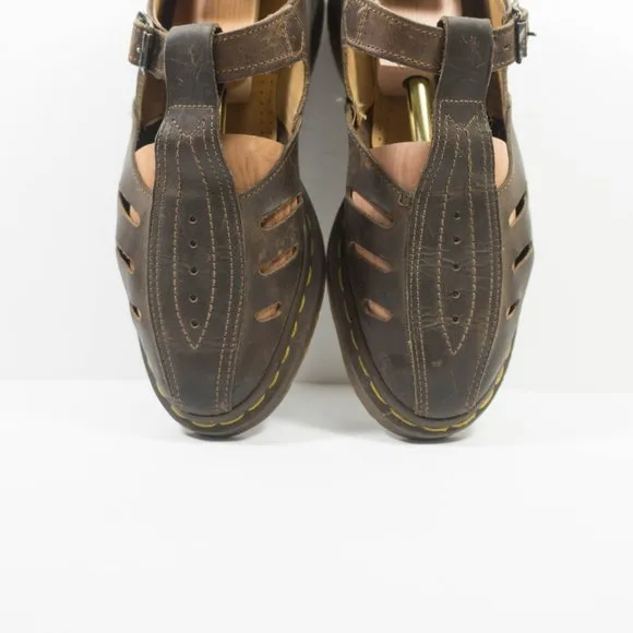 Dr Martens England Made Leather T-Strap Sandal Shoes - Men's Size 9 UK / 10 US