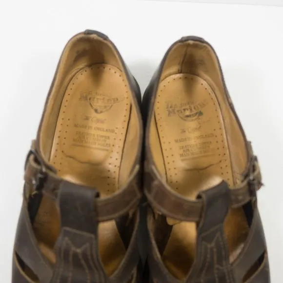 Dr Martens England Made Leather T-Strap Sandal Shoes - Men's Size 9 UK / 10 US