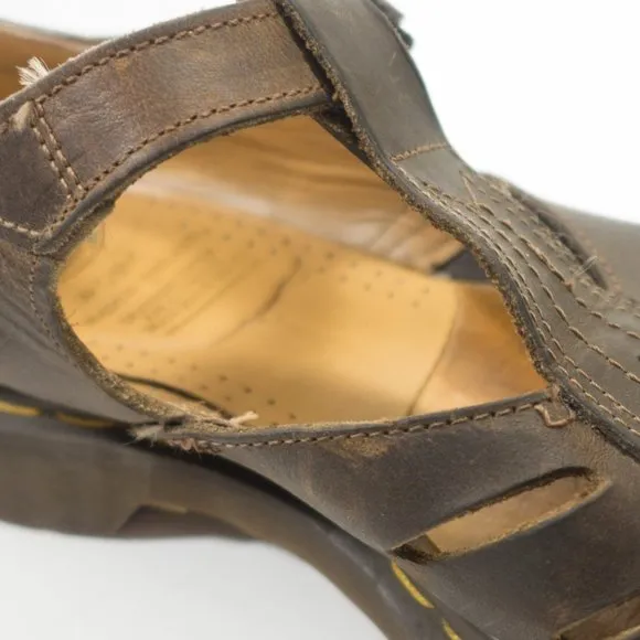 Dr Martens England Made Leather T-Strap Sandal Shoes - Men's Size 9 UK / 10 US