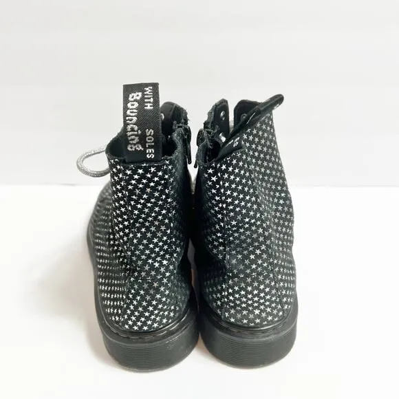 Dr. Martens Kids Pascal J Suede Metallic Stars Black Boots Size 4