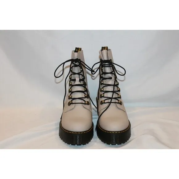 Dr. Martens Leona Women's Leather Platform Boots Vintage Taupe‎ NEW