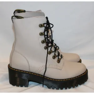 Dr. Martens Leona Women's Leather Platform Boots Vintage Taupe‎ NEW
