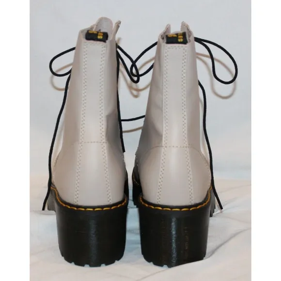 Dr. Martens Leona Women's Leather Platform Boots Vintage Taupe‎ NEW