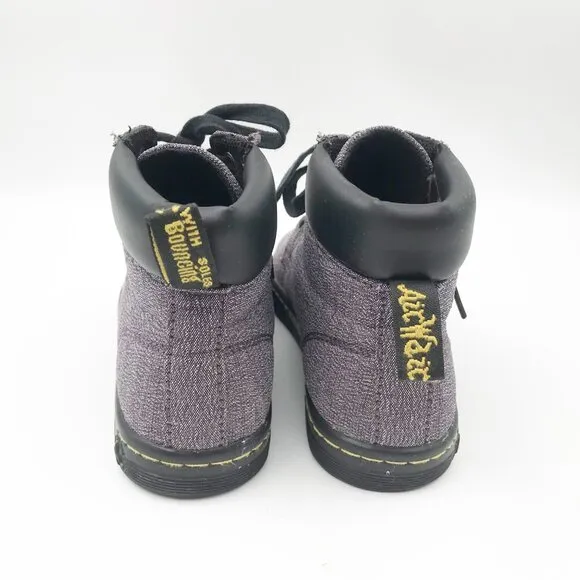 DR. MARTENS Maelly Lead Gray Overdyed Twill Canvas Lace Up Combat Boots Womens 6