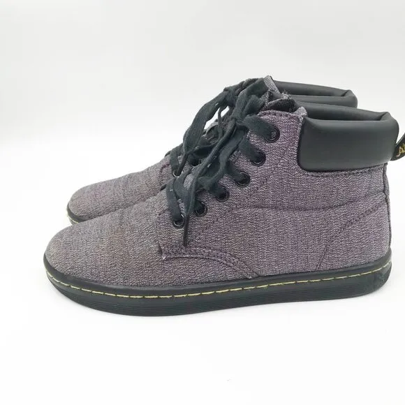 DR. MARTENS Maelly Lead Gray Overdyed Twill Canvas Lace Up Combat Boots Womens 6