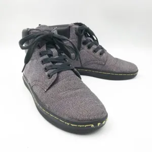 DR. MARTENS Maelly Lead Gray Overdyed Twill Canvas Lace Up Combat Boots Womens 6
