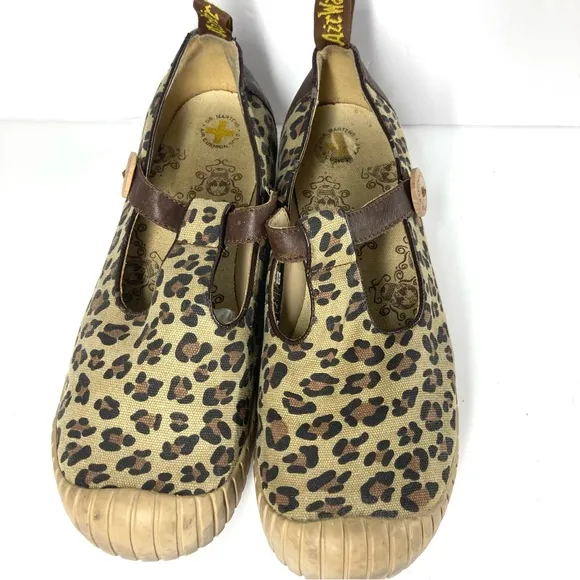 Dr Martens Mary Jane Shoes Canvas Sugar Skulls Animal print 9 Brown Platform
