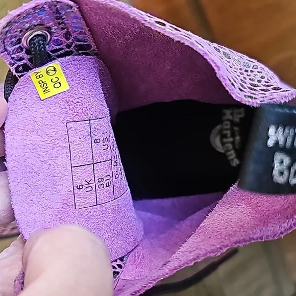 Dr. Martens Pascal Purple Snake Metallic Suede Boots 1460 Retail $180