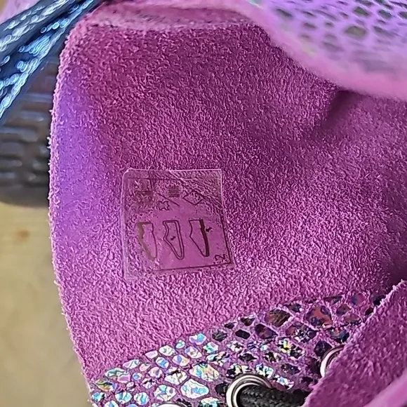 Dr. Martens Pascal Purple Snake Metallic Suede Boots 1460 Retail $180