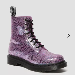 Dr. Martens Pascal Purple Snake Metallic Suede Boots 1460 Retail $180
