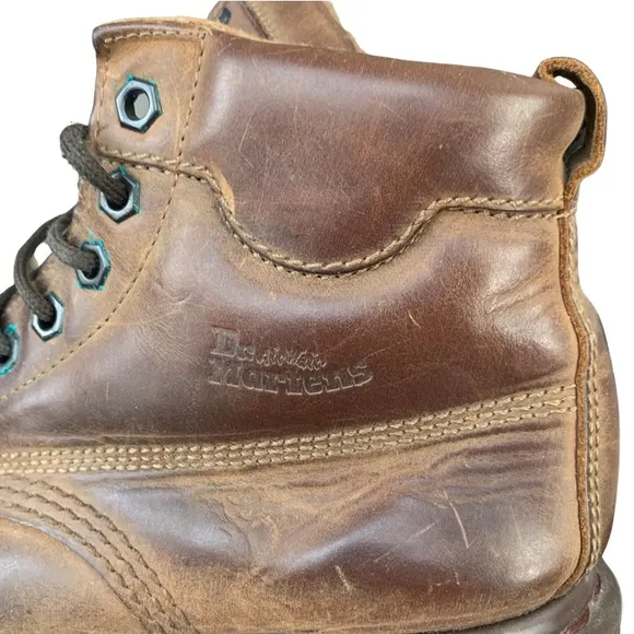 Dr. Martens Vintage MIE 90s Y2K 8058 Brown Leather Moc Toe Platform Combat Boots