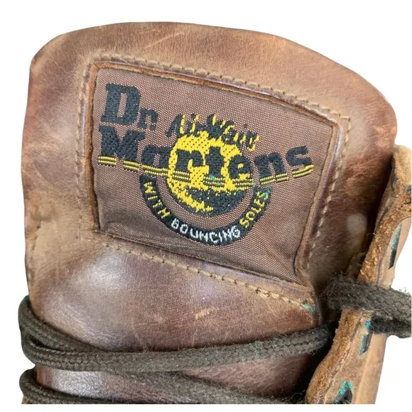 Dr. Martens Vintage MIE 90s Y2K 8058 Brown Leather Moc Toe Platform Combat Boots
