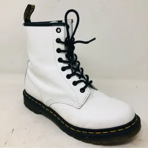 Dr. Marten’s White Patent Leather Ankle Boots 11821