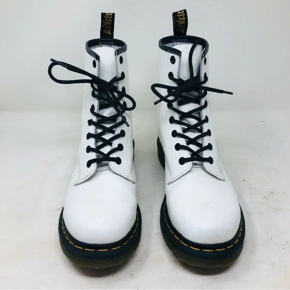 Dr. Marten’s White Patent Leather Ankle Boots 11821