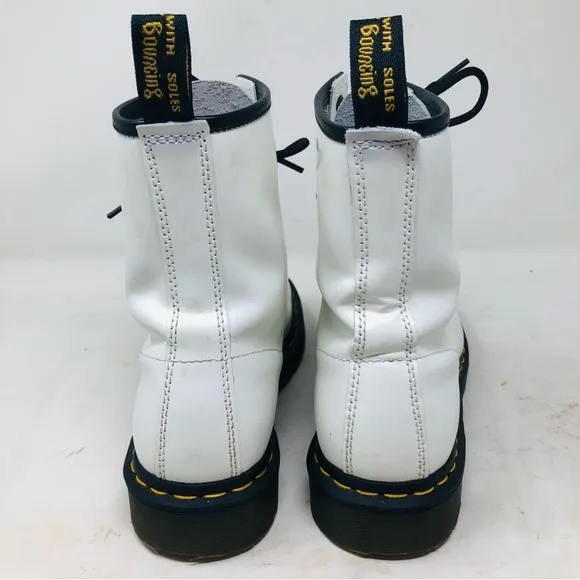 Dr. Marten’s White Patent Leather Ankle Boots 11821