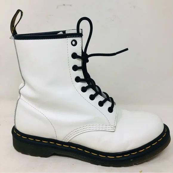 Dr. Marten’s White Patent Leather Ankle Boots 11821