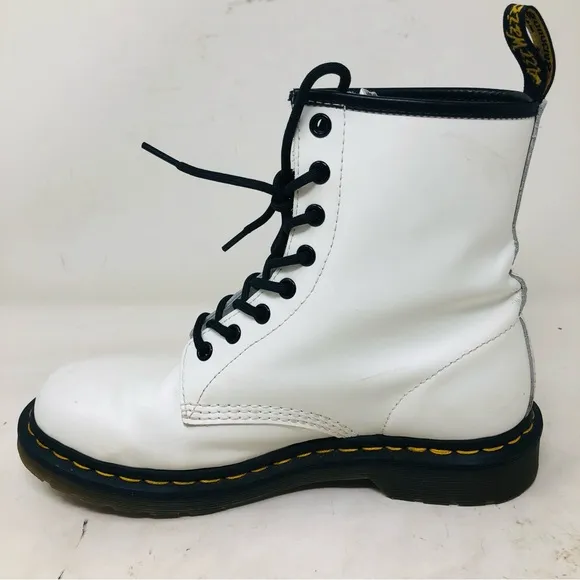 Dr. Marten’s White Patent Leather Ankle Boots 11821