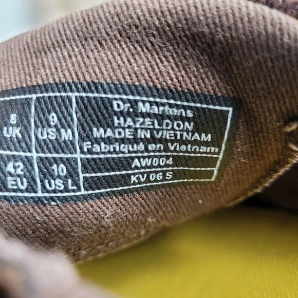 Dr. Martens AirWair Hazeldon Leather Dark Brown Grizzly Mens  Shoes