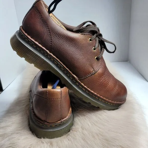 Dr. Martens AirWair Hazeldon Leather Dark Brown Grizzly Mens  Shoes