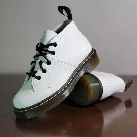 Dr. Martens Church Smooth Leather Monkey Boots White Brown Size 5 Combat Air New