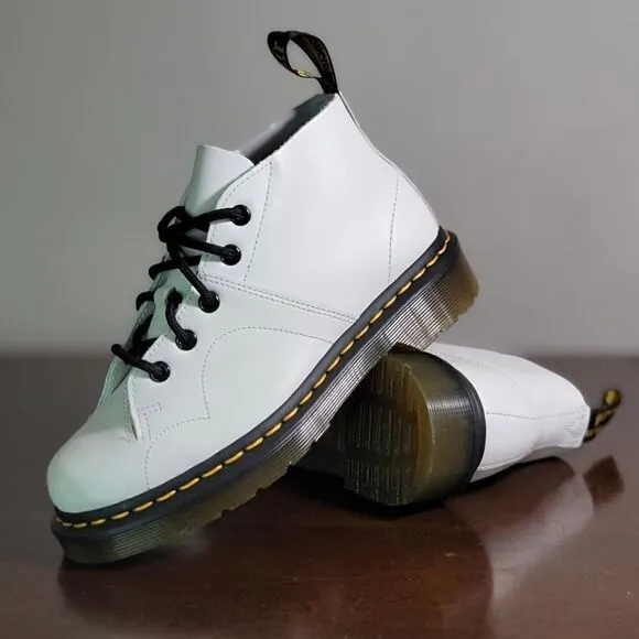 Dr. Martens Church Smooth Leather Monkey Boots White Brown Size 5 Combat Air New