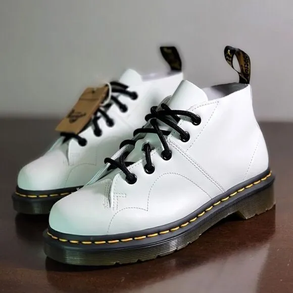 Dr. Martens Church Smooth Leather Monkey Boots White Brown Size 5 Combat Air New