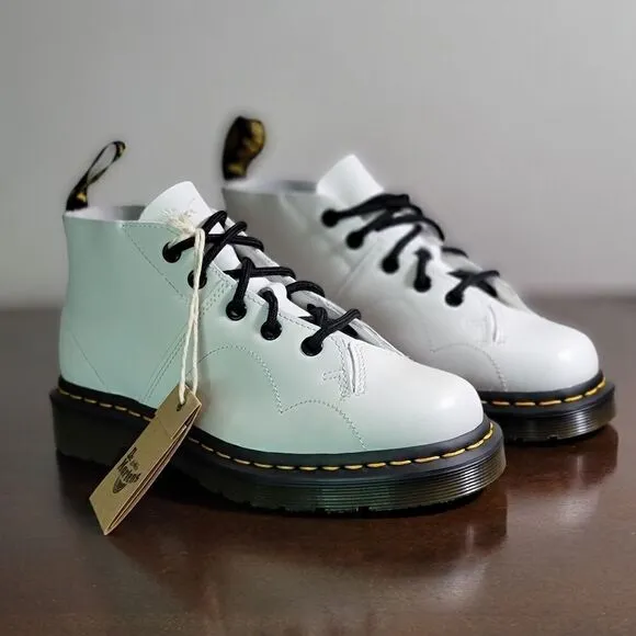 Dr. Martens Church Smooth Leather Monkey Boots White Brown Size 5 Combat Air New