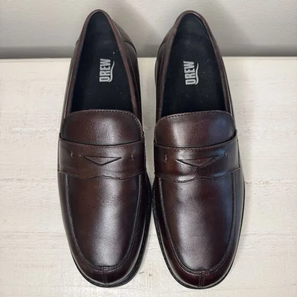 Drew Essex 43950-51 Mens Burgundy Leather Penny Loafers &amp; Slip Ons Shoes Size 11