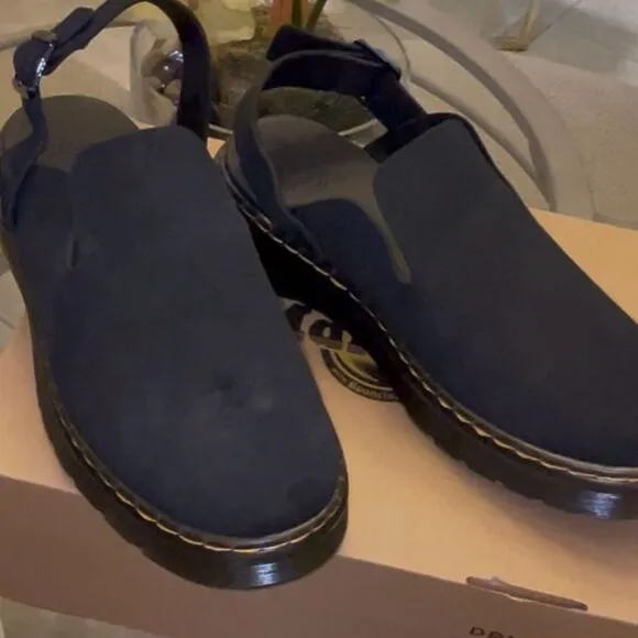 DR MARTENS CARLSONS AirWair Slingback Shoes Womens Size 10 Black Suede NEW