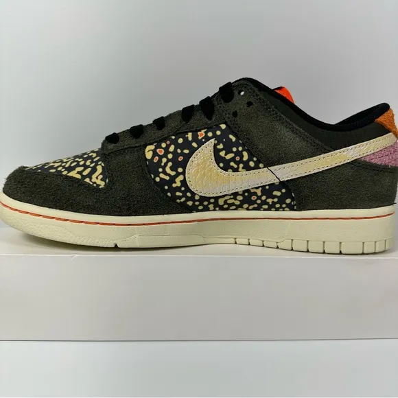 DUNK LOW SE GONE FISHING RAINBOW TROUT SPOTTED SUEDE DARK IRIDESCENT ORANGE PINK