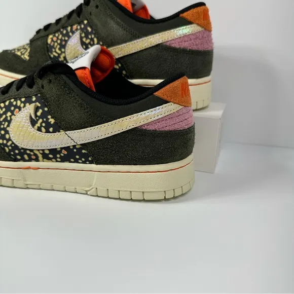 DUNK LOW SE GONE FISHING RAINBOW TROUT SPOTTED SUEDE DARK IRIDESCENT ORANGE PINK