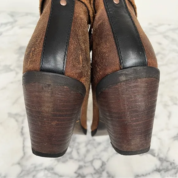 Durango waxed Nubuck suede block heel ankle boots distressed woman’s size 8