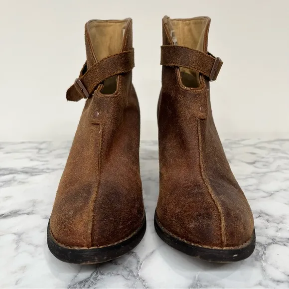 Durango waxed Nubuck suede block heel ankle boots distressed woman’s size 8
