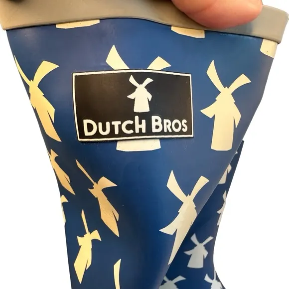 Dutch Bros Rubber Rain Boots Blue   White Windmill Women’s 5.5 DB ‘92