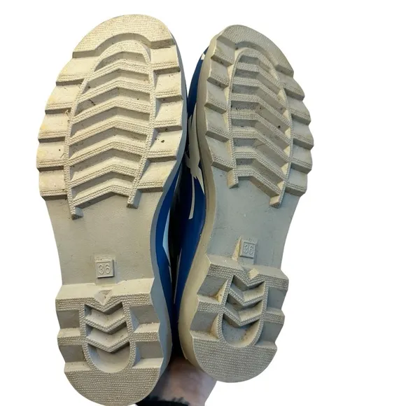 Dutch Bros Rubber Rain Boots Blue   White Windmill Women’s 5.5 DB ‘92