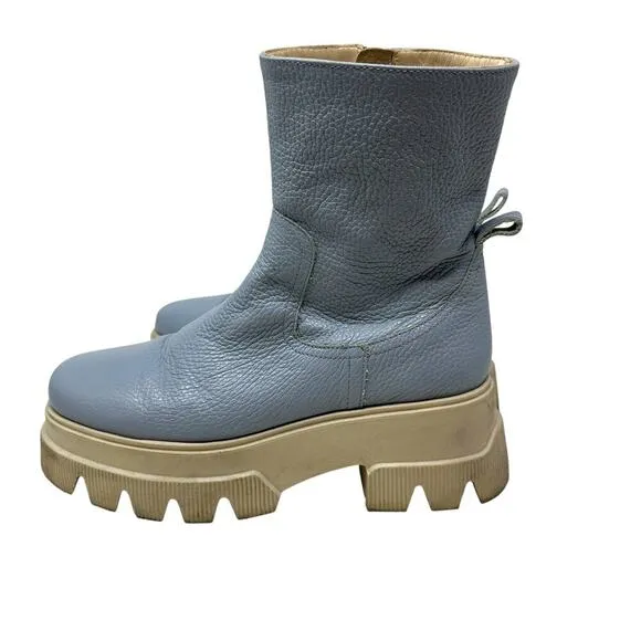 Each x Other Dollaro 65mm Chunky Boots In Blue Leather Lug Sole Size 40 US 10
