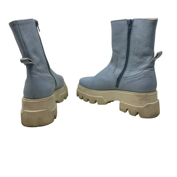 Each x Other Dollaro 65mm Chunky Boots In Blue Leather Lug Sole Size 40 US 10